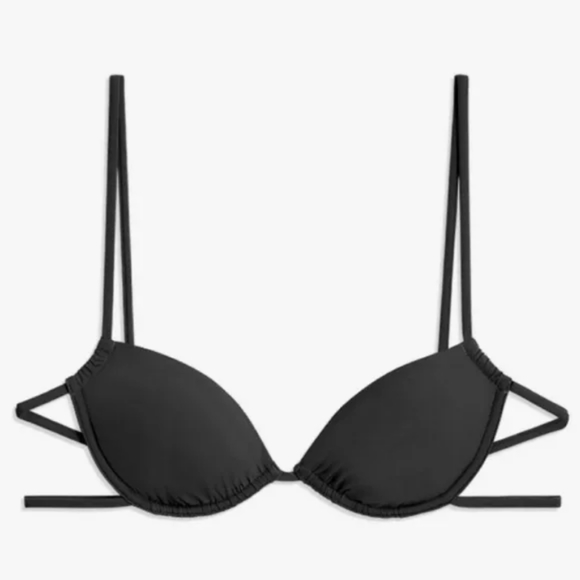 WeWoreWhat Ruched Underwire Bikini Top High Leg Tie Side Bottoms Black - Picture 5 of 12